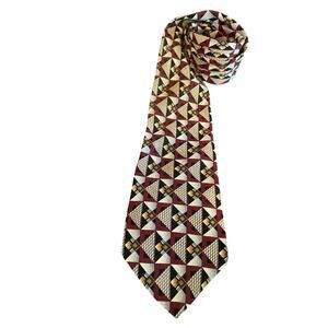 Palatina Silk Tie Burgundy Geometric Abstract Necktie Made in USA